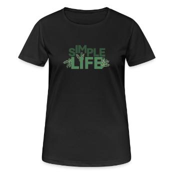 Simple Life - Grün - Frauen T-Shirt atmungsaktiv - Schwarz - Vorne - AI Model Female 172 light (172cm)