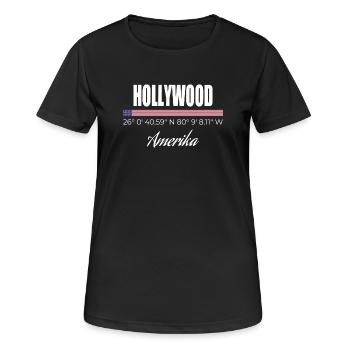 Hollywood - Frauen T-Shirt atmungsaktiv - Schwarz - Vorne - AI Model Female 172 light (172cm)