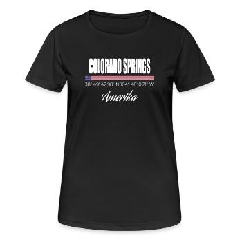 Colorado Springs - Frauen T-Shirt atmungsaktiv - Schwarz - Vorne - AI Model Female 172 light (172cm)