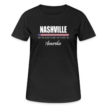 Nashville - Frauen T-Shirt atmungsaktiv - Schwarz - Vorne - AI Model Female 172 light (172cm)