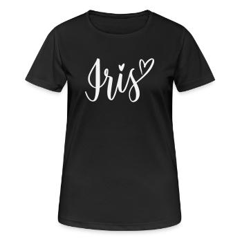 Iris Heart Lettering - Women's Breathable T-Shirt - black - Front - AI Model Female 172 light (172cm)