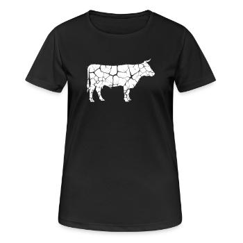 Kuh Rind Mosaik Splitter Kunst Vektor - Frauen T-Shirt atmungsaktiv - Schwarz - Vorne - AI Model Female 172 light (172cm)