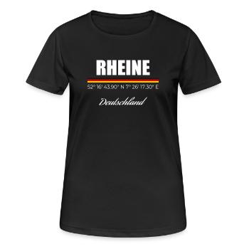 Rheine - Frauen T-Shirt atmungsaktiv - Schwarz - Vorne - AI Model Female 172 light (172cm)