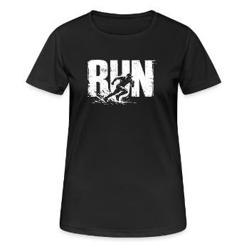 Run Shirt Running Fitness Runner Gift - Women's Breathable T-Shirt - black - Front - AI Model Female 172 light (172cm)