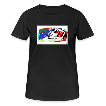 Lignes de batailles de couleur - T-shirt respirant Femme - noir - Devant - AI Model Female 172 light (172cm)