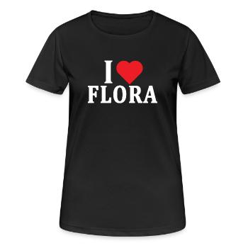 t-shirt J’aime Flora idée cadeau t-shirt - T-shirt respirant Femme - noir - Devant - AI Model Female 172 light (172cm)