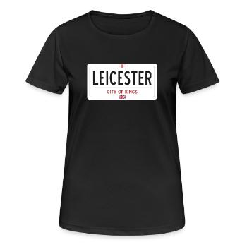 Ortsschild von Leicester - Frauen T-Shirt atmungsaktiv - Schwarz - Vorne - AI Model Female 172 light (172cm)