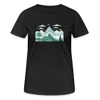 Gebirge - Frauen T-Shirt atmungsaktiv - Schwarz - Vorne - AI Model Female 172 light (172cm)