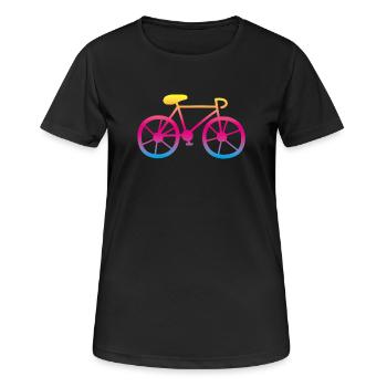 Bicycle Bike Color Rainbow Wheel Cycling Tour - Women's Breathable T-Shirt - black - Front - AI Model Female 172 light (172cm)