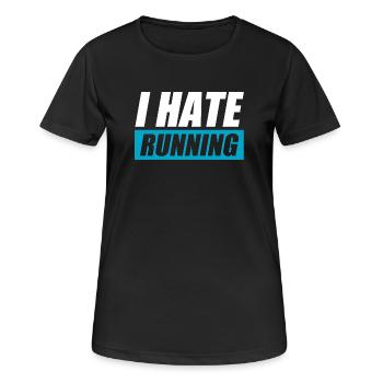 I hate running lustiges Lauf Joggen Läufer - Frauen T-Shirt atmungsaktiv - Schwarz - Vorne - AI Model Female 172 light (172cm)
