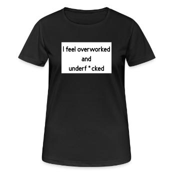 überarbeitet - Frauen T-Shirt atmungsaktiv - Schwarz - Vorne - AI Model Female 172 light (172cm)