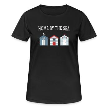 Home by the Sea – Strandhäuser - Frauen T-Shirt atmungsaktiv - Schwarz - Vorne - AI Model Female 172 light (172cm)