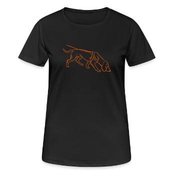 Schweißhund in orange - Frauen T-Shirt atmungsaktiv - Schwarz - Vorne - AI Model Female 172 light (172cm)