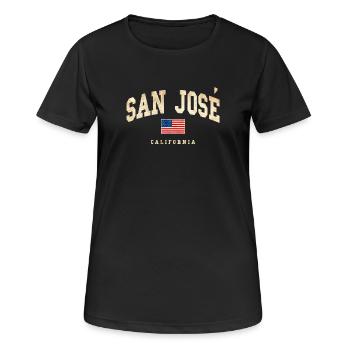 San Jose Vintage Flag California - Frauen T-Shirt atmungsaktiv - Schwarz - Vorne - AI Model Female 172 light (172cm)