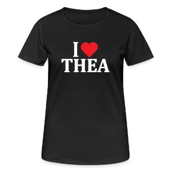 T-Shirt I love Thea T-Shirt Geschenkidee - Frauen T-Shirt atmungsaktiv - Schwarz - Vorne - AI Model Female 172 light (172cm)