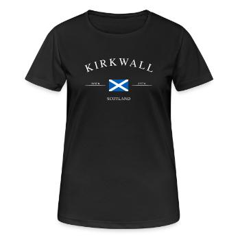 Kirkwall, Écosse – Souvenir et cadeau des Fêtes - T-shirt respirant Femme - noir - Devant - AI Model Female 172 light (172cm)