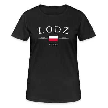 Łódź, Pologne – Souvenir et cadeau des Fêtes - T-shirt respirant Femme - noir - Devant - AI Model Female 172 light (172cm)