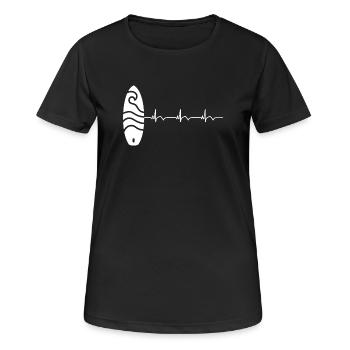 Surfboard Surfboard Surfer ECG Heartbeat - Women's Breathable T-Shirt - black - Front - AI Model Female 172 light (172cm)