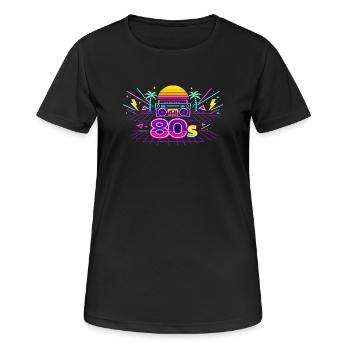 Neon 80s Boombox Sunset - Women's Breathable T-Shirt - black - Front - AI Model Female 172 light (172cm)