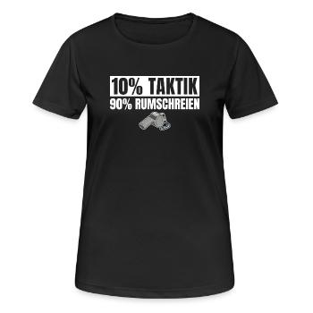 Fußballtrainer 10% Taktik 90% Rumschreien - Frauen T-Shirt atmungsaktiv - Schwarz - Vorne - AI Model Female 172 light (172cm)