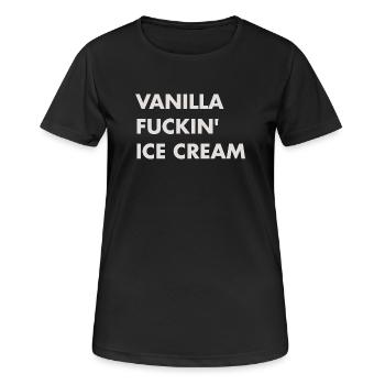 Vanille Eis - beiger Schriftzug - Frauen T-Shirt atmungsaktiv - Schwarz - Vorne - AI Model Female 172 light (172cm)