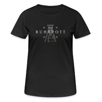 Ruhrpott, hand drawing of the Prosper-Haniel colliery tower - Women's Breathable T-Shirt - black - Front - AI Model Female 172 light (172cm)