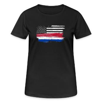 Drapeau Grunge Brushstroke Americana - T-shirt respirant Femme - noir - Devant - AI Model Female 172 light (172cm)