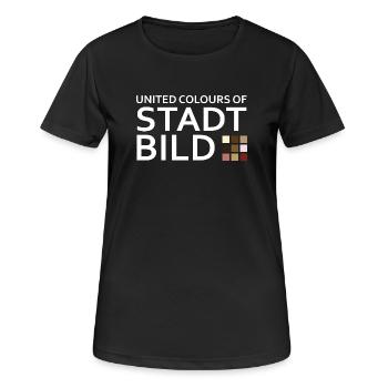 Stadtbild - Frauen T-Shirt atmungsaktiv - Schwarz - Vorne - AI Model Female 172 light (172cm)