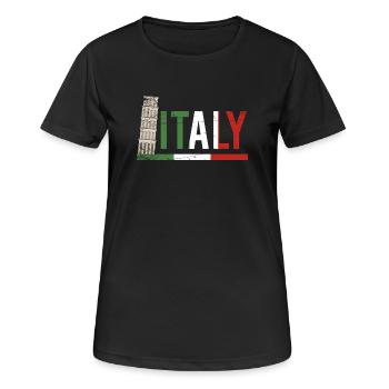 Italien Kolosseum Flagge Porträt - Frauen T-Shirt atmungsaktiv - Schwarz - Vorne - AI Model Female 172 light (172cm)