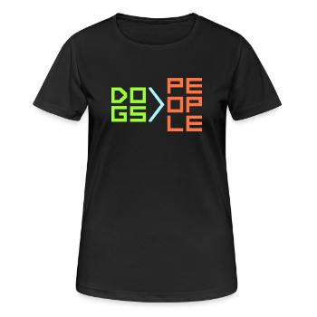 Chiens sur les gens, chien Drôle de proverbe antisocial - T-shirt respirant Femme - noir - Devant - AI Model Female 172 light (172cm)