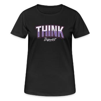 Denke anders - Frauen T-Shirt atmungsaktiv - Schwarz - Vorne - AI Model Female 172 light (172cm)