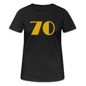 70. 70 ANS. 70e ANNIVERSAIRE. ANNIVERSAIRE 70 ANS. - T-shirt respirant Femme - noir - Devant - AI Model Female 172 light (172cm)