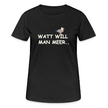 Watt Wandern  - Frauen T-Shirt atmungsaktiv - Schwarz - Vorne - AI Model Female 172 light (172cm)