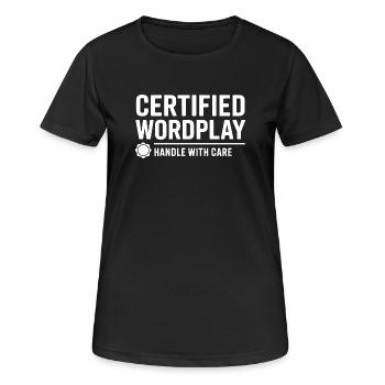 Jeux de mots certifiés - T-shirt respirant Femme - noir - Devant - AI Model Female 172 light (172cm)