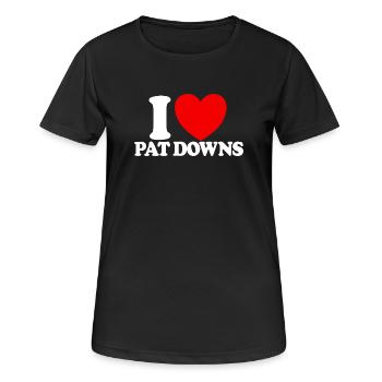 Ich liebe Pat Downs Rotes Herz Lustiger Flughafen - Frauen T-Shirt atmungsaktiv - Schwarz - Vorne - AI Model Female 172 light (172cm)