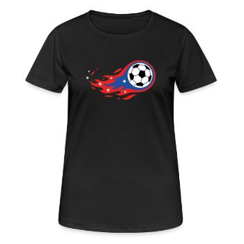 Football Soccer USA Fireball Comet Fanshirt - Frauen T-Shirt atmungsaktiv - Schwarz - Vorne - AI Model Female 172 light (172cm)