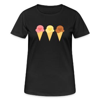 Eis Herz Eiscreme Erdbeereis Eisdiele Geschenk - Frauen T-Shirt atmungsaktiv - Schwarz - Vorne - AI Model Female 172 light (172cm)