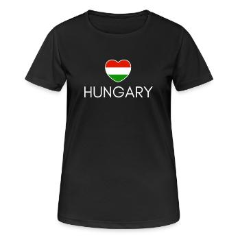 Herz mit ungarischer Flagge, ungarischer Stolz - Frauen T-Shirt atmungsaktiv - Schwarz - Vorne - AI Model Female 172 light (172cm)