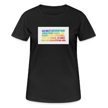 Flaschenpfand als Säule des Systems - Frauen T-Shirt atmungsaktiv - Schwarz - Vorne - AI Model Female 172 light (172cm)
