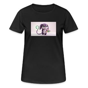 Cute Fluffy Creature Artist with Paint Palette and - Women's Breathable T-Shirt - black - Front - AI Model Female 172 light (172cm)