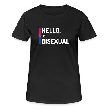 Bonjour, je suis bisexuel - T-shirt respirant Femme - noir - Devant - AI Model Female 172 light (172cm)