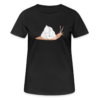 Schnecke mit Sahnehaube als Schneckenhaus - Frauen T-Shirt atmungsaktiv - Schwarz - Vorne - AI Model Female 172 light (172cm)