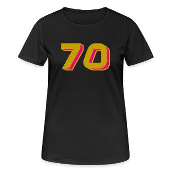 70. 70 ANS. 70e ANNIVERSAIRE. ANNIVERSAIRE 70 ANS. - T-shirt respirant Femme - noir - Devant - AI Model Female 172 light (172cm)