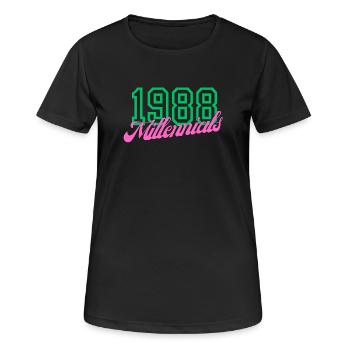 1988 Millennial Digital Keynote Design - T-shirt respirant Femme - noir - Devant - AI Model Female 172 light (172cm)