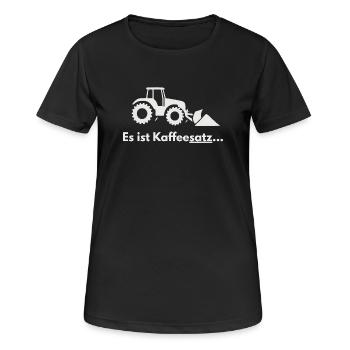 Kaffeesatz-Traktor Pflug-Motiv - Frauen T-Shirt atmungsaktiv - Schwarz - Vorne - AI Model Female 172 light (172cm)