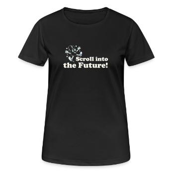 Scroll Into The Future – Retro Nerd Mouse Saying - Women's Breathable T-Shirt - black - Front - AI Model Female 172 light (172cm)