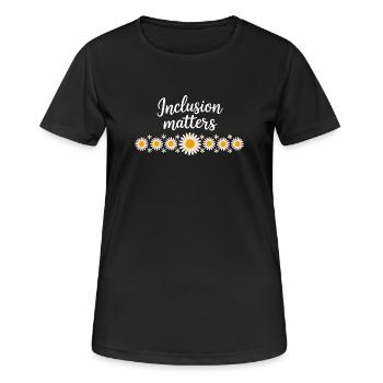 Inclusion matters with flower necklace - Women's Breathable T-Shirt - black - Front - AI Model Female 172 light (172cm)