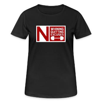 Pas de plaintes, pas d’abandon, pas d’excuses, motivation pour la salle de sport - T-shirt respirant Femme - noir - Devant - AI Model Female 172 light (172cm)