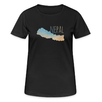 Nepal - Frauen T-Shirt atmungsaktiv - Schwarz - Vorne - AI Model Female 172 light (172cm)