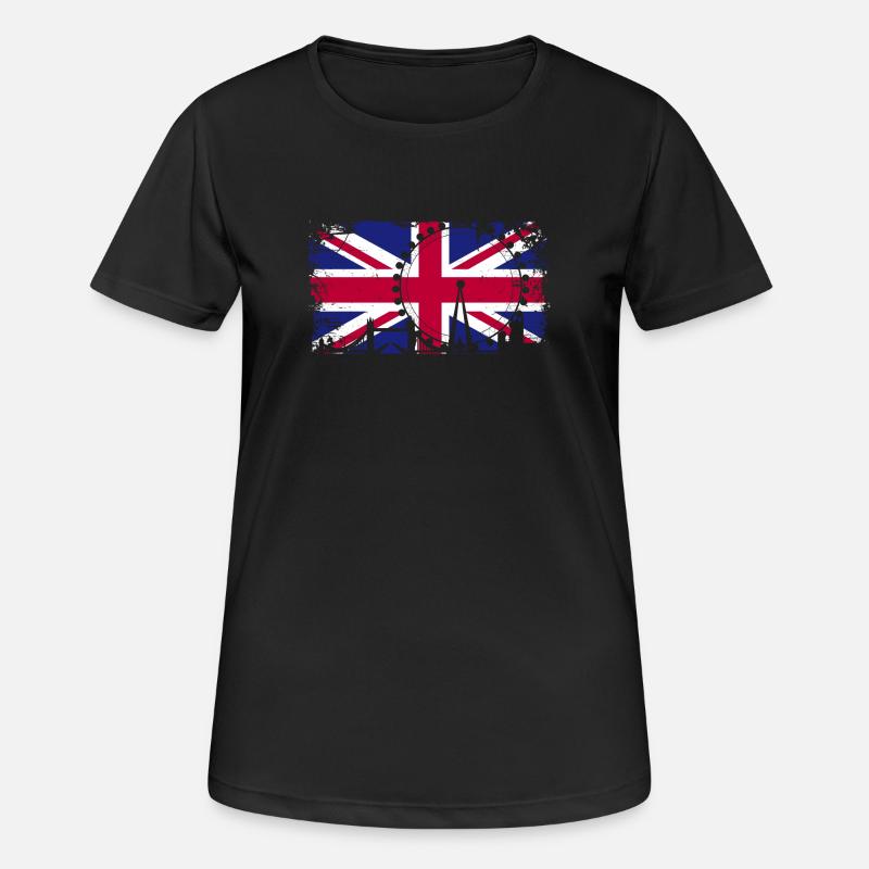 London Skyline Clock on Union Jack - Women's Breathable T-Shirt - black
